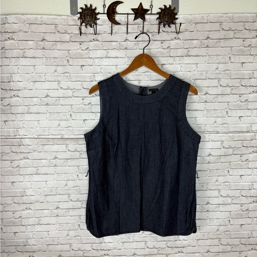 Ann Taylor Dark Cotton Chambray Sleeveless Shell Tank